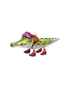 Gisela Graham Painted Glass Alligator Decoration 17cm